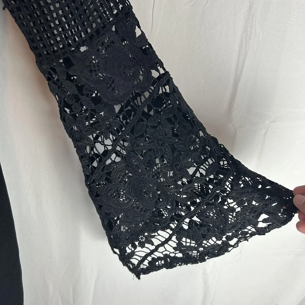 Soieblu Dress Womens Medium Black Lace Bell Sleeve‎ Bodycon Mini S17023